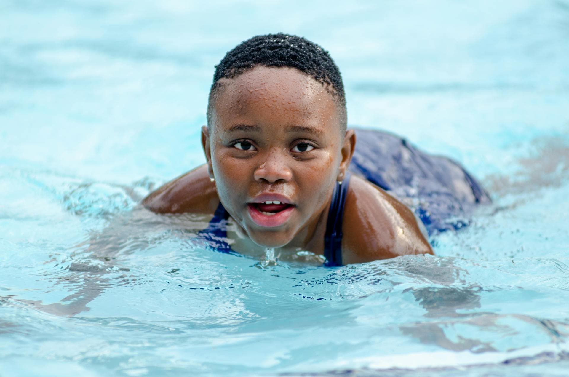 Swimmer doing laps in a pool